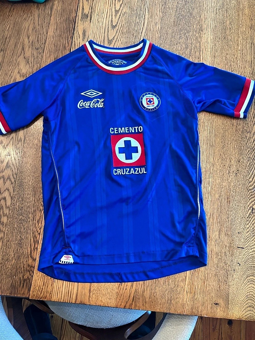 Umbro Cruz Azul Home Jersey 2010-2011 Men's Blue & Red Soccer Jersey Youth Small